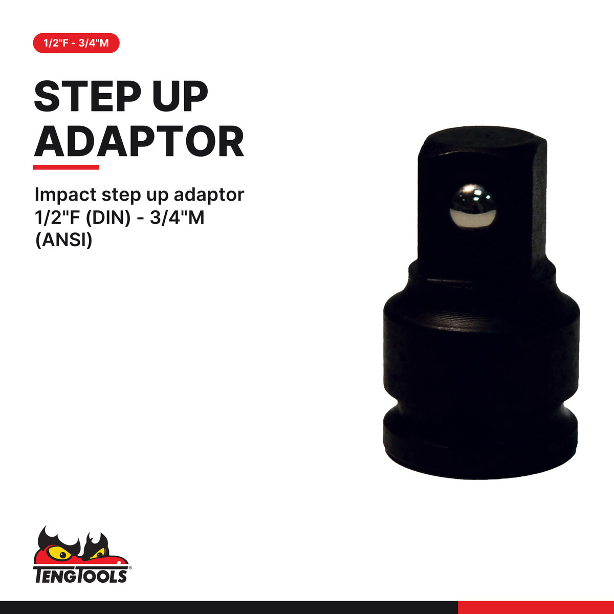 Teng Tools 920037AN Impact Step Up Adaptor, impact step up adaptor 1/2"F (DIN) - 3/4"M (ANSI)