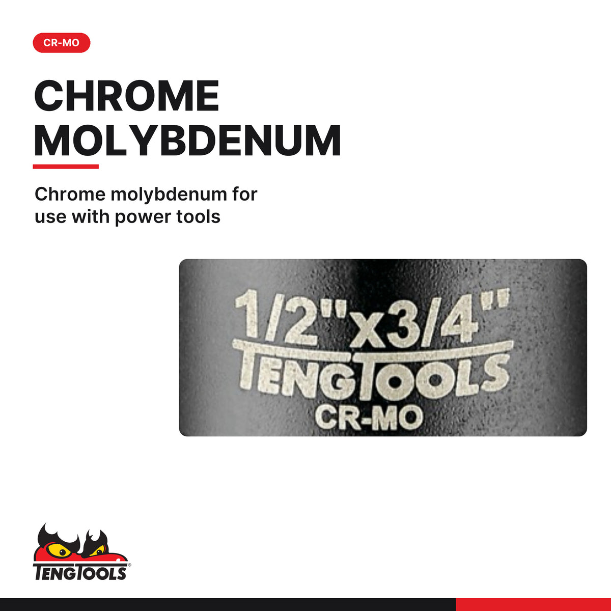 Teng Tools 920037N 1/2 Inch Female To 3/4 Inch Male DIN Chrome, chrome molybdenum for use with power tools