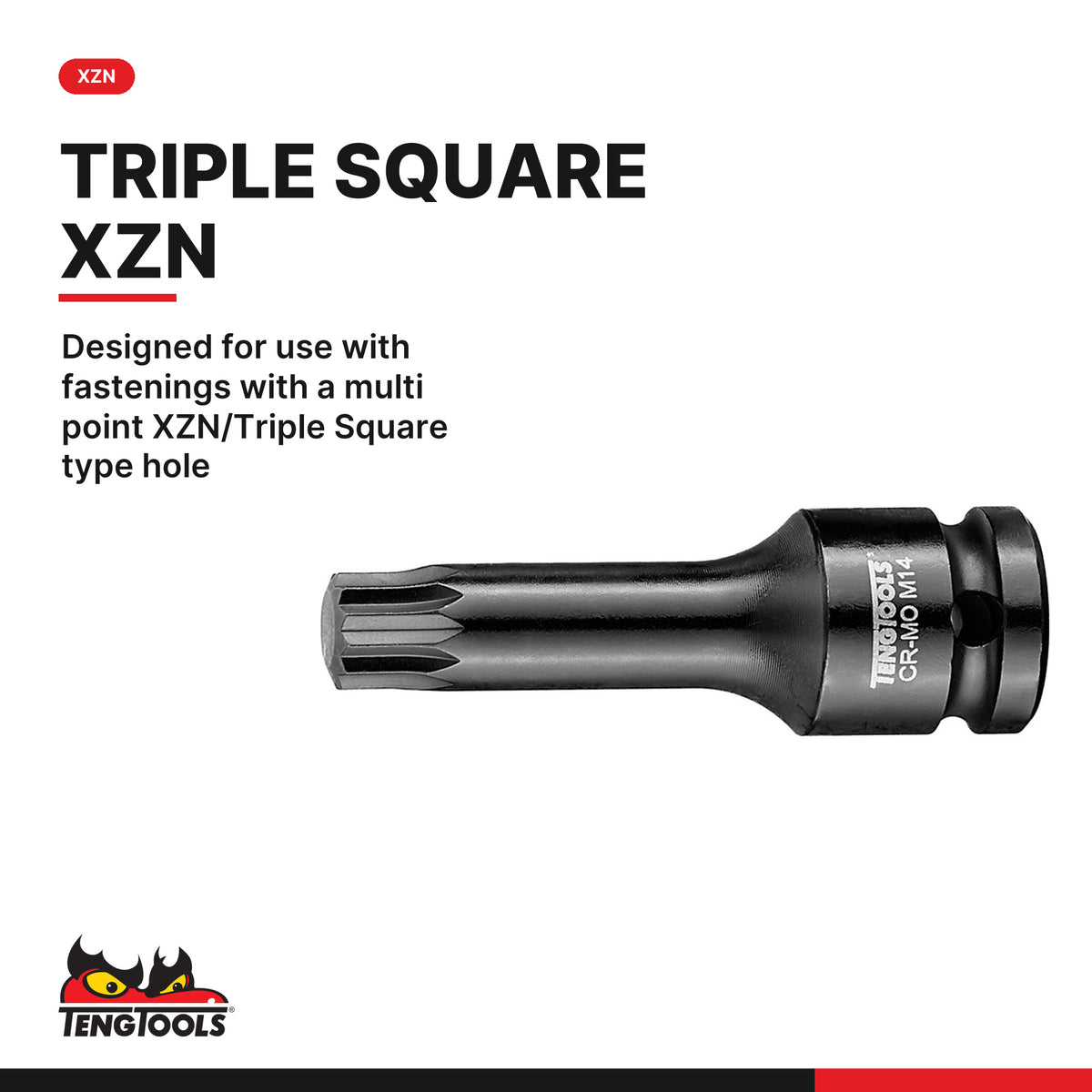 Teng Tools 923814 XZN Triple Square 1/2 Inch Drive 3.1 Inch Long Chrome Molybdenum Spline Impact Bit Sockets, designed for us