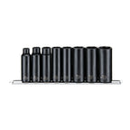 Teng Tools 9386 3/8" Deep Impact Socket Clip Rail Set ANSI 8 Pieces on a white background