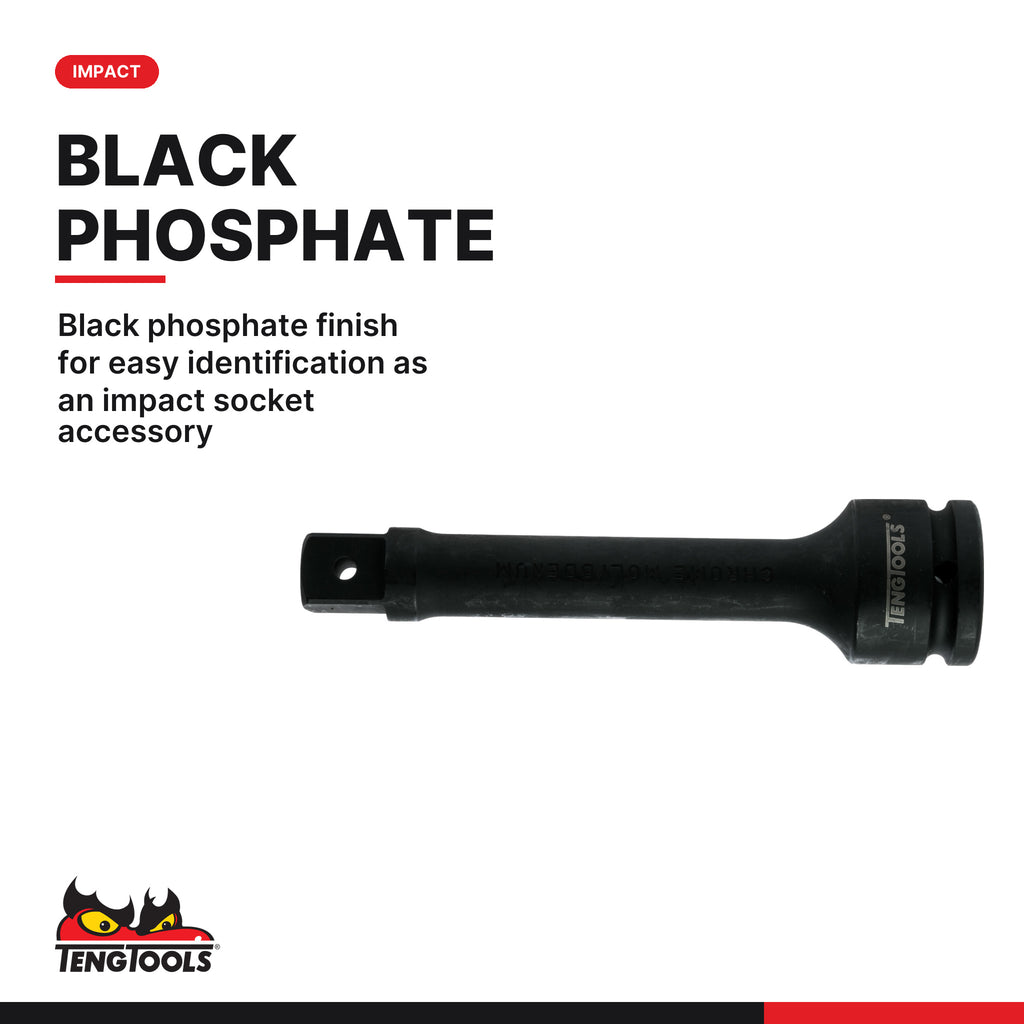 Teng Tools 940022-C 3/4 Inch Drive 7 Inch Chrome Molybdenum Impact Extension Bar, black phosphate finish for easy identificat