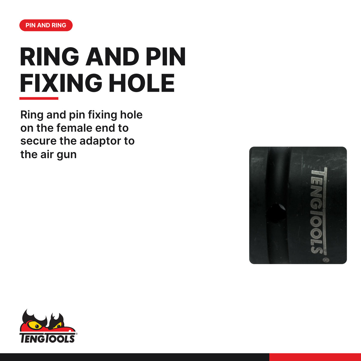 Teng Tools 940022-C 3/4 Inch Drive 7 Inch Chrome Molybdenum Impact Extension Bar, ring and pin fixing hole on the female end 