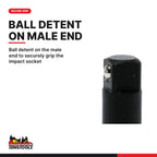 Teng Tools 980020-C 3/8 Inch Drive 3 Inch Chrome Molybdenum Impact Extension Bar, ball detent on the male end to securely