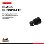 Teng Tools 980036A-C Impact Socket Adapter 3/8 Inch Drive Female (DIN), black phosphate finish for easy identification as an