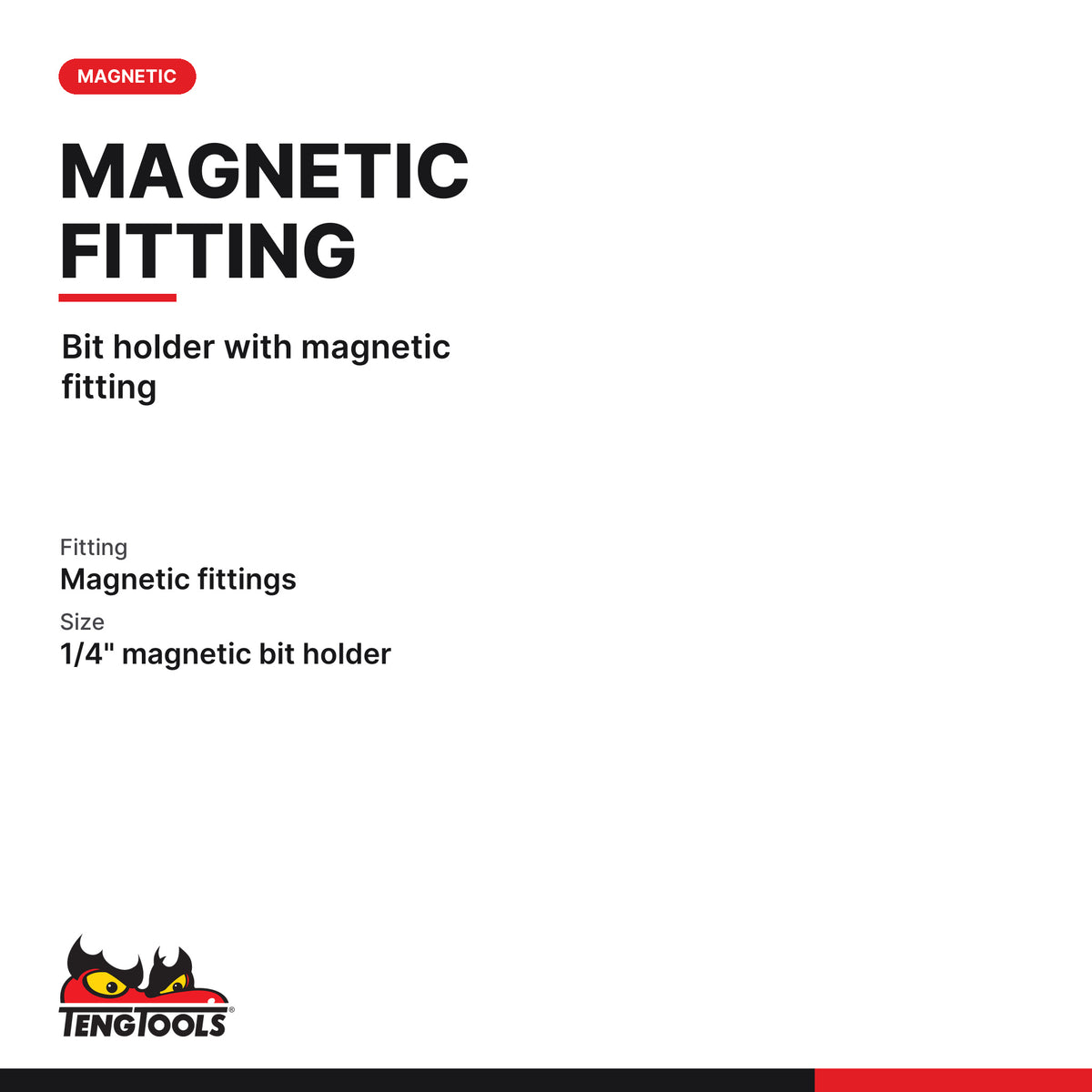 Teng Tools ACC50MBH01 1/4 Inch Hex Shank Magnetic Bit Holder 50-70mm, bit holder with magnetic fitting