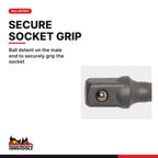 Teng Tools ACCSDA1438 1/4 Inch Hex Drive Impact Socket Adapter, 50 mm, ball detent on the male end to securely grip the
