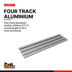 Teng Tools ALU450 Socket Clip Rail Set, Socket Rail with Socket Clips, four track aluminium section, 450mm (17.7") overall