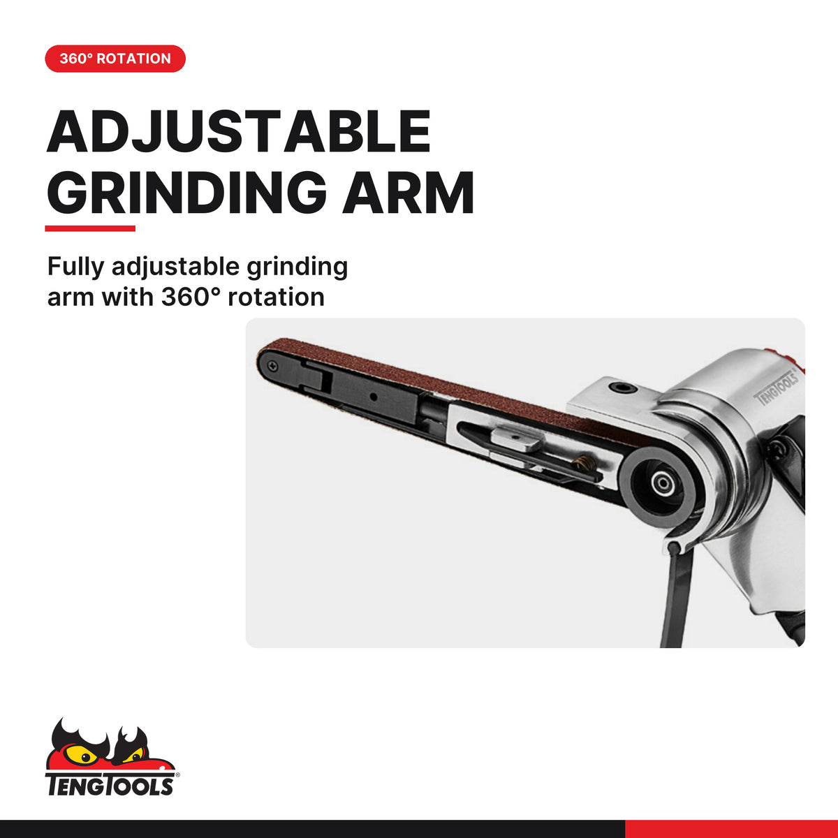 Teng Tools ARBS10 Pneumatic Belt Sander, fully adjustable grinding arm with 360° rotation