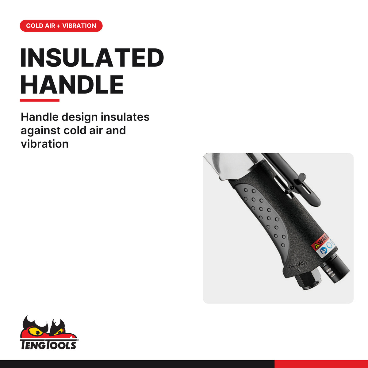 Teng Tools ARBS10 Pneumatic Belt Sander, handle design insulates against cold air and vibration