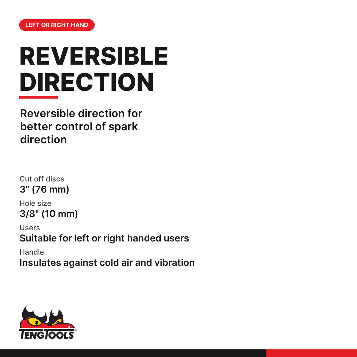 Teng Tools ARC80 Air Cut Off Tool, reversible direction for better control of spark direction