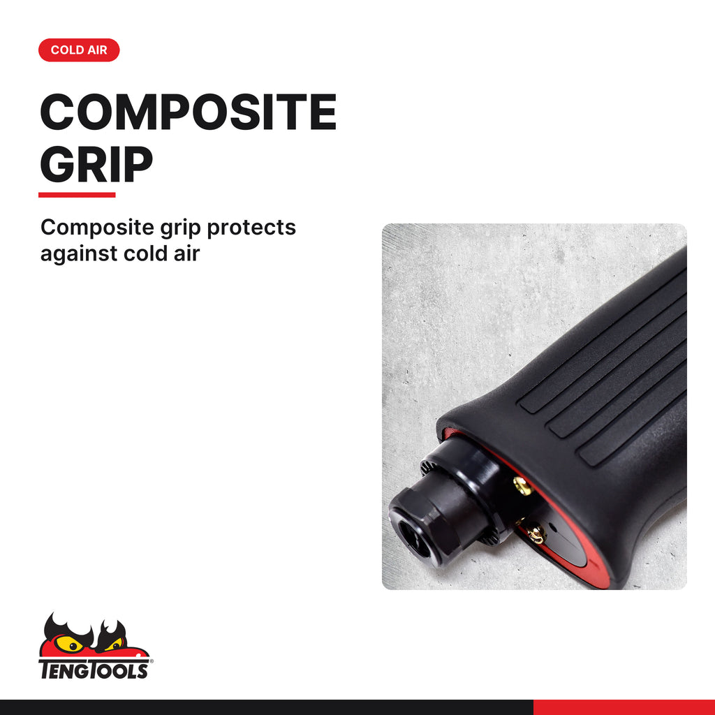 Teng Tools ARD10 10-13 mm Pistol-Grip Pneumatic Air Drill, composite grip protects against cold air
