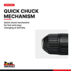Teng Tools ARD10 10-13 mm Pistol-Grip Pneumatic Air Drill, quick chuck mechanism for fast and easy changing of drill bits