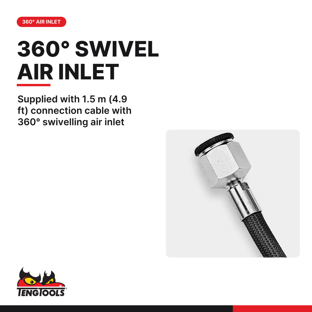Teng Tools AREP25 Pneumatic Air Scribe Engraver Tool for Metal, Glass, supplied with 1.5 m (4.9 ft) connection cable with