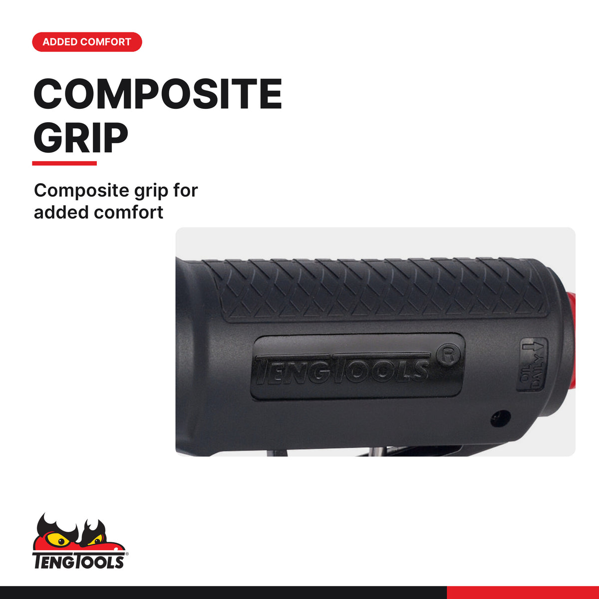 Teng Tools ARG01 25,000 RPM Mini Straight Pneumatic Composite Air Die, composite grip for added comfort