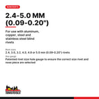 Teng Tools ARRG80 Pistol-Grip Pneumatic Rivet Gun Kit-Ready 9000 N, for use with aluminum, copper, steel and stainless steel