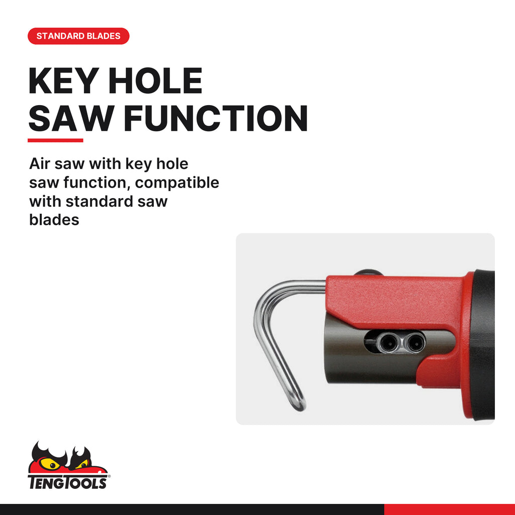 Teng Tools ARS01 Pneumatic Reciprocating Air Saw for Metal Cutting, air saw with key hole saw function, compatible with