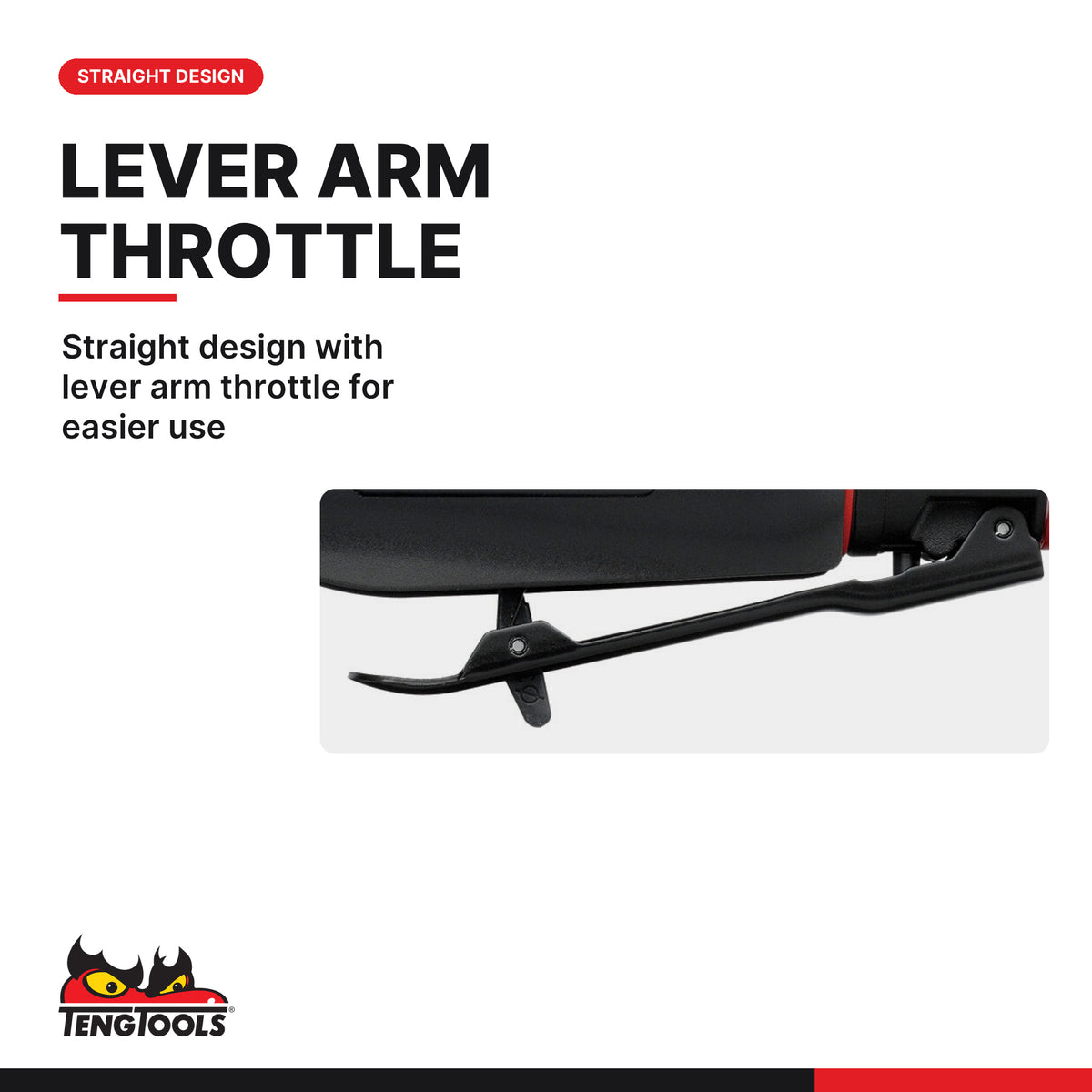 Teng Tools ARS01 Pneumatic Reciprocating Air Saw for Metal Cutting, straight design with lever arm throttle for easier use