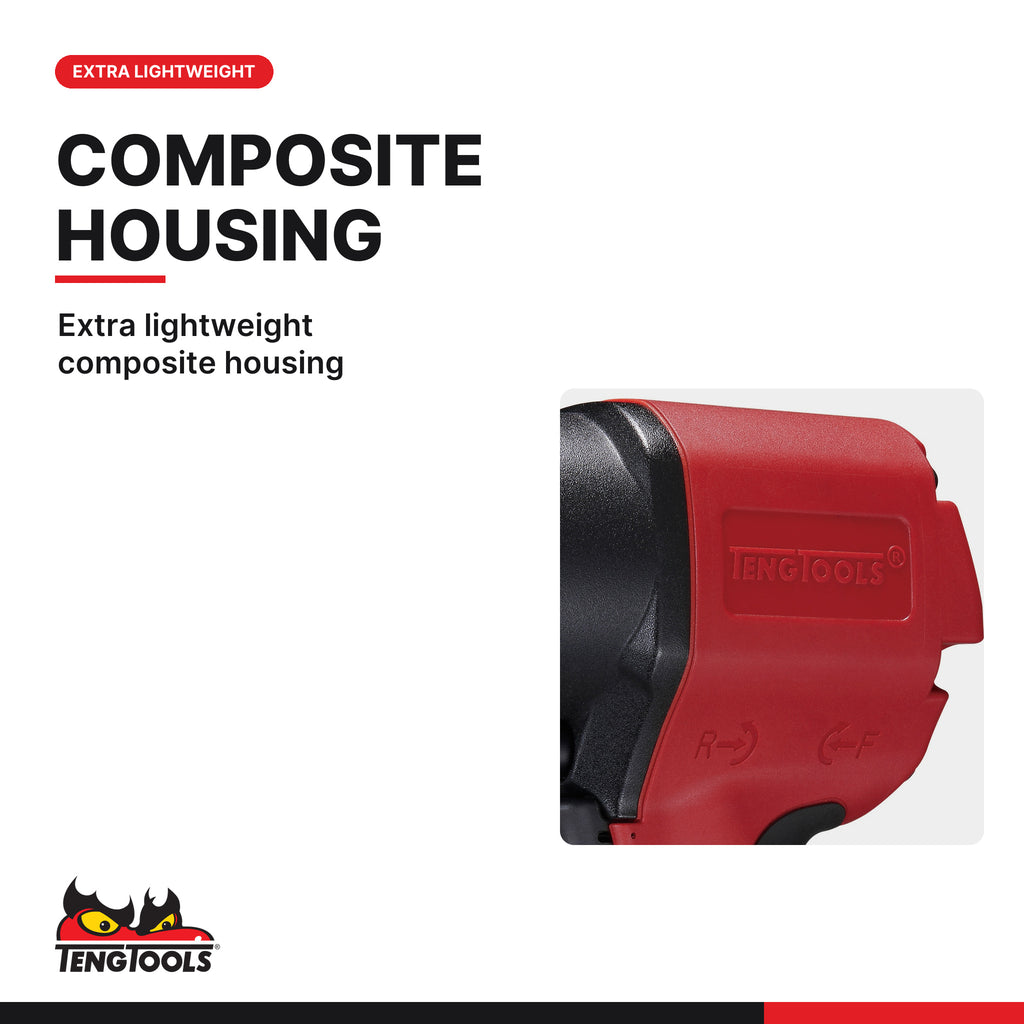 Teng Tools ARWC12 3/8 & 1/2 Inch Drive Composite Air Impact Wrench, extra lightweight composite housing