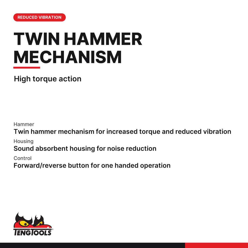 Teng Tools ARWC12 3/8 & 1/2 Inch Drive Composite Air Impact Wrench, high torque action