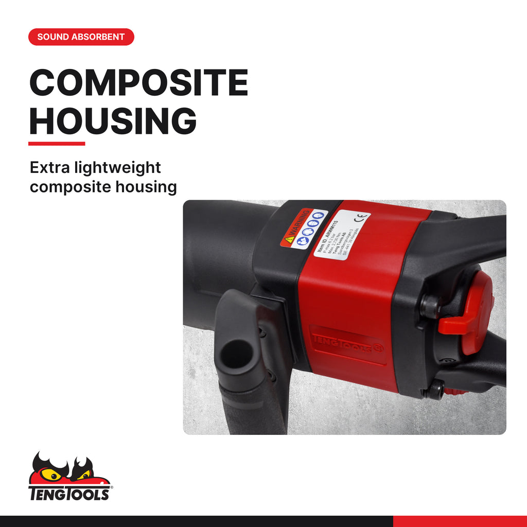 Teng Tools ARWM11S 1 Inch Drive Pneumatic Impact Gun, extra lightweight composite housing