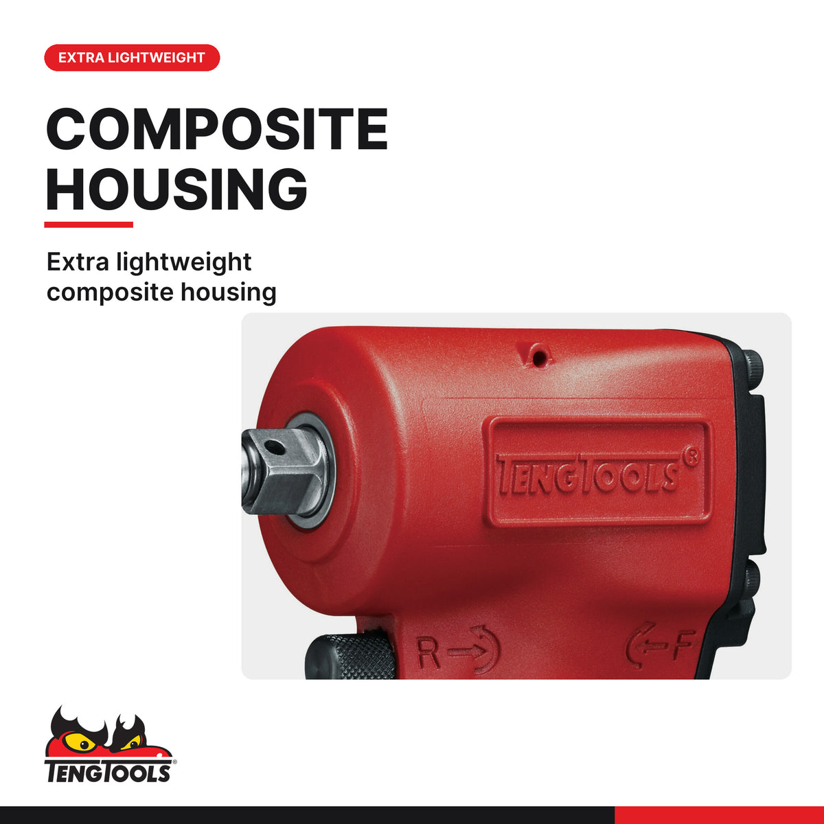 Teng Tools ARWM12M 1/2 Inch Square Drive Reversible High Torque Mini, extra lightweight composite housing