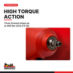 Teng Tools ARWM38 3/8 Inch Drive Air Impact Wrench, three forward steps up to 465 Nm (343.0 ft-lb)