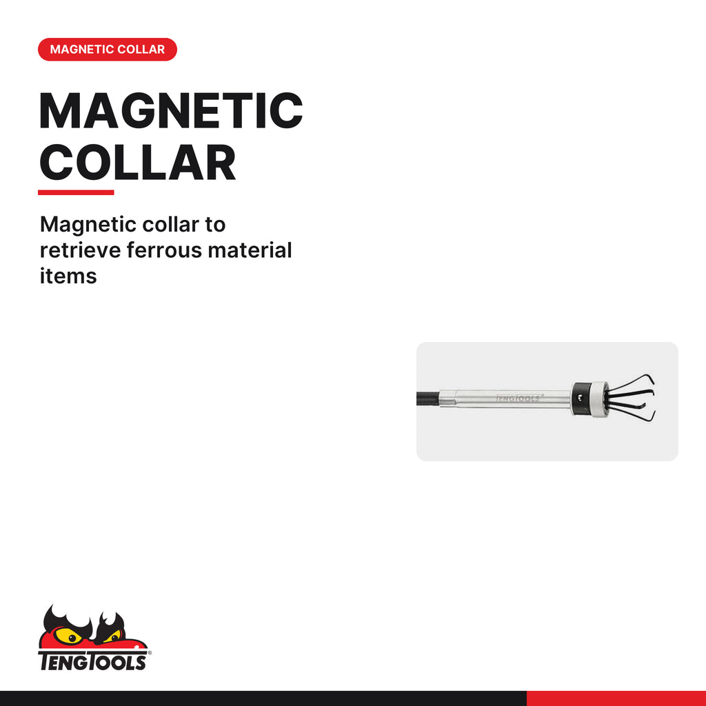 Teng Tools AT135M 600 mm Flexible Mechanic Magnet and Claw Retriever, magnetic collar to retrieve ferrous material items