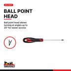 Teng Tools ball point hex screwdriver, 2 to 8 mm, ball point head allows turning at angles up to 25 degrees for easier access