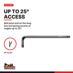 Teng Tools chrome molybdenum ball point TX key, TX8 to TX40, ball point end giving access at angles up to 25 degrees