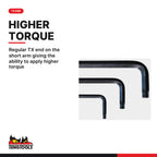 Teng Tools ball point TX key, TX8 to TX50, regular TX end on the short arm for higher torque