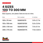 Teng Tools base square, 100 x 70 mm to 300 x 175 mm, four sizes 100 x 70 mm to 300 x 175 mm, part numbers SQAB10070 to