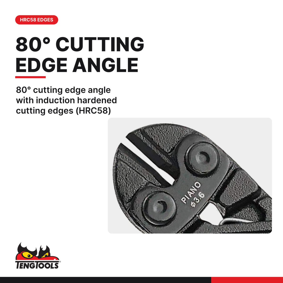 Teng Tools BC408 200 mm CrMo Compact Small Wire Cutters for Bolts Rods, 80° cutting edge angle with induction hardened