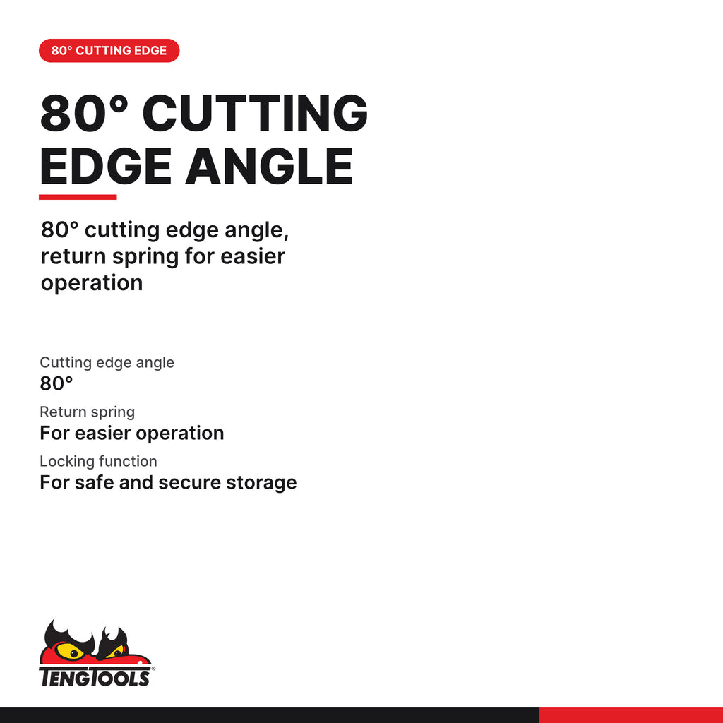 Teng Tools BC408T 200 mm Mini Bolt Cutter with TPR Grip, 80° cutting edge angle, return spring for easier operation