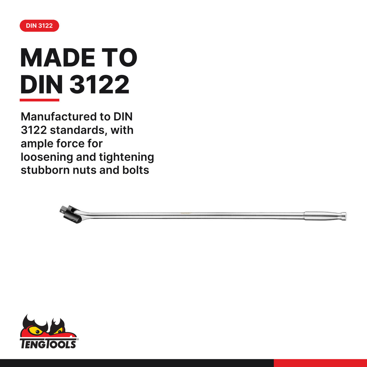Teng Tools 990 mm breaker bar DIN 3122, 3/4 or 1 inch drive, manufactured to DIN 3122 standards