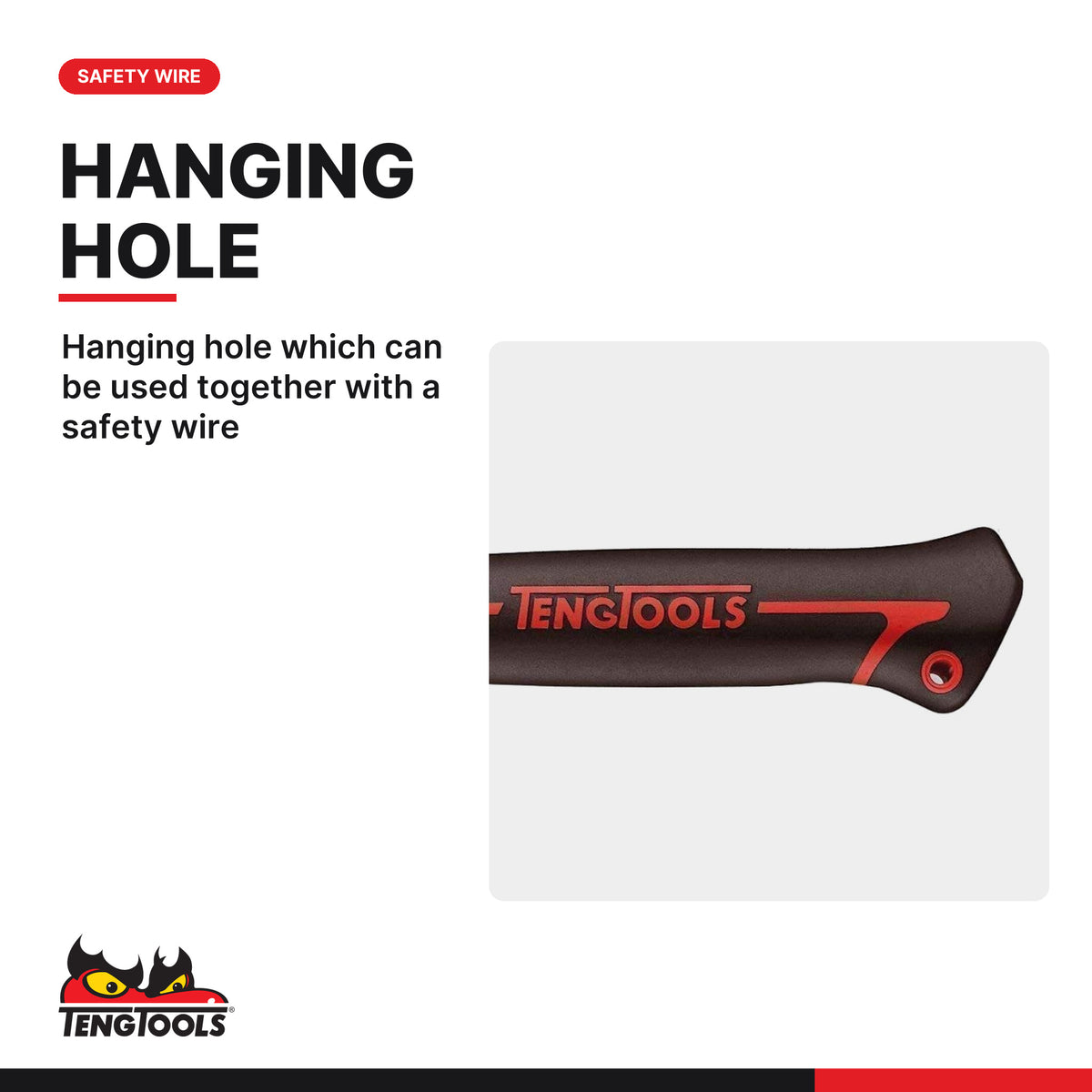 Teng Tools carpenters claw hammer, 8 to 16 oz, hanging hole for use with a safety wire