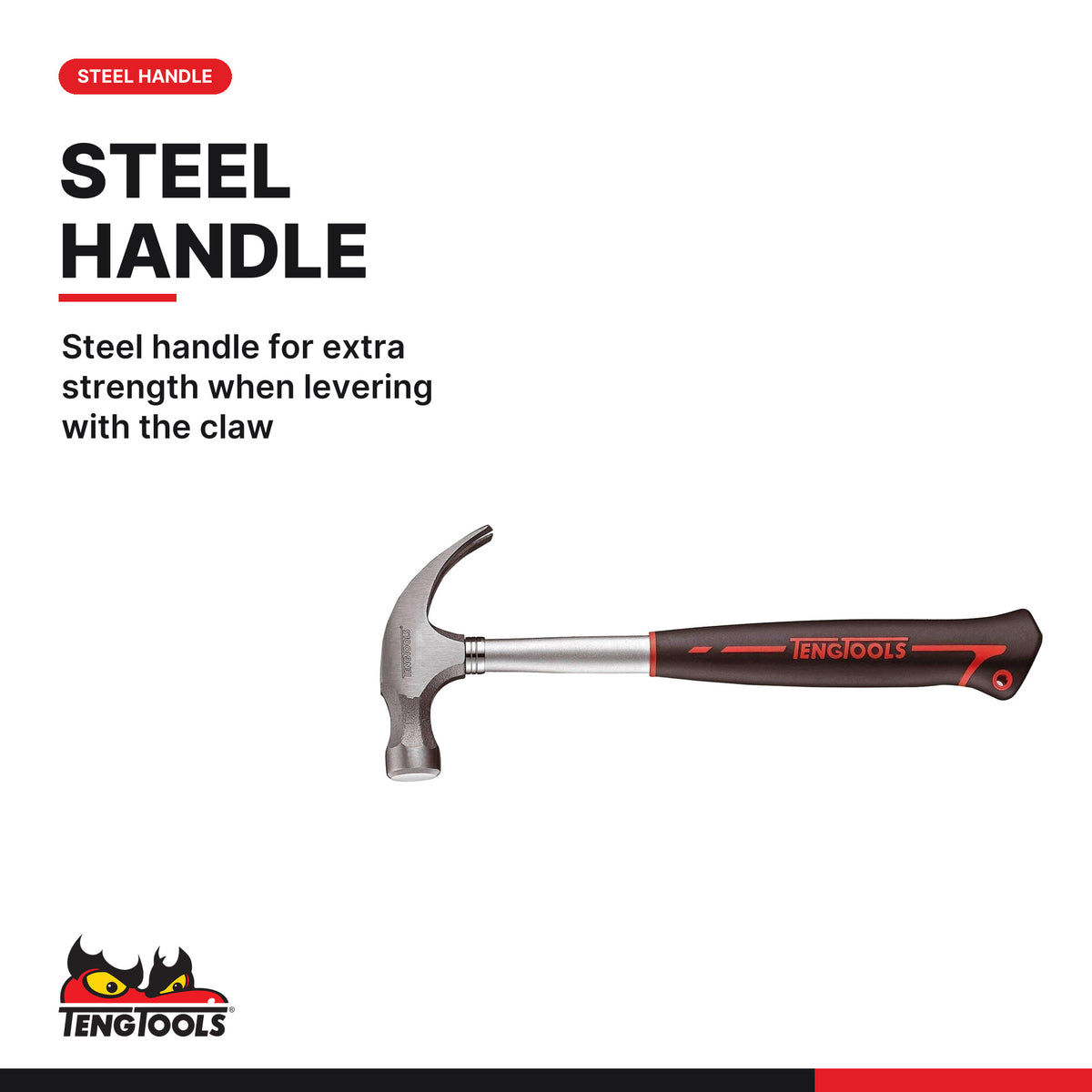 Teng Tools carpenters claw hammer, 8 to 16 oz, steel handle for extra strength when levering with the claw