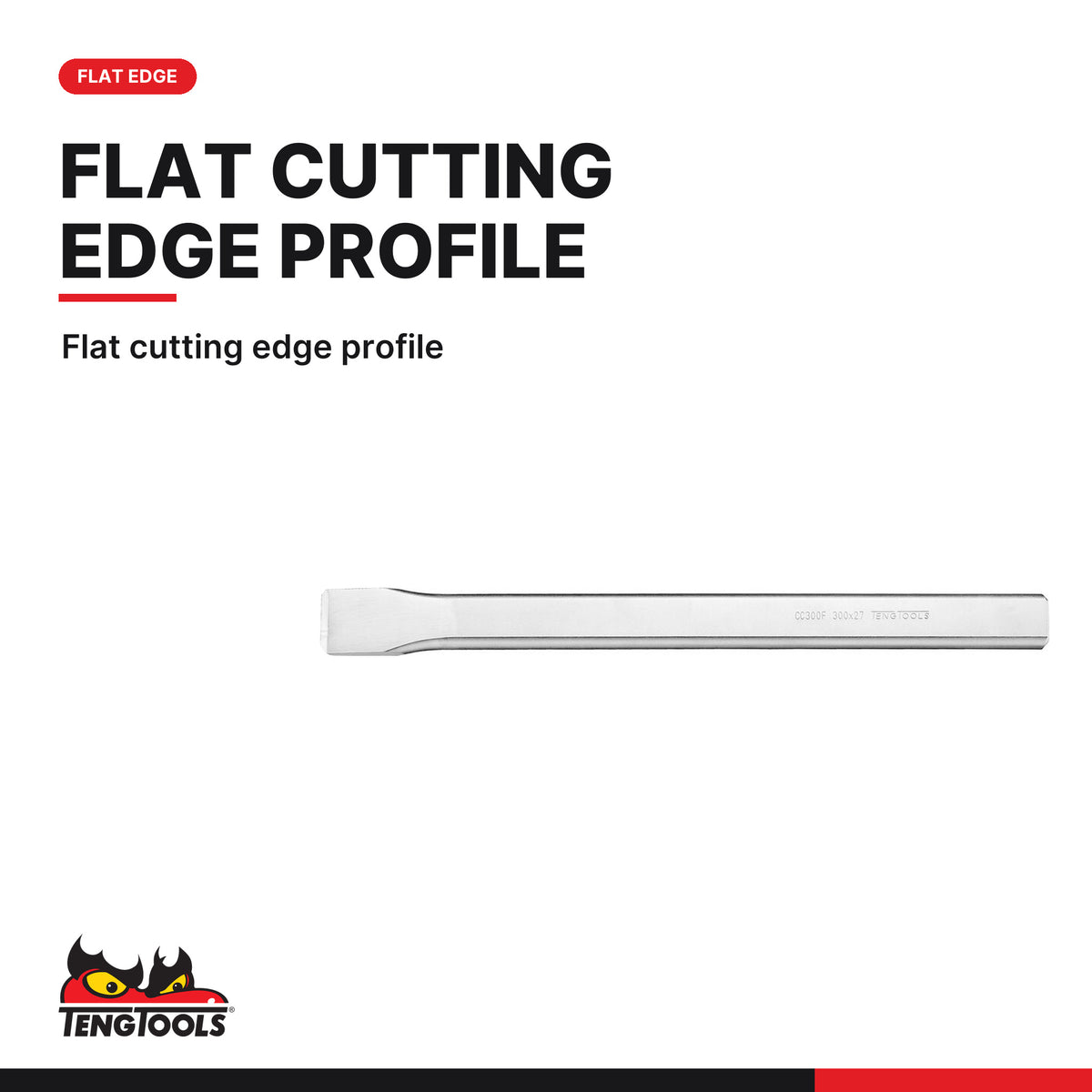 Teng Tools CC240F Flat Cold Chisel 240 x 26mm, flat cutting edge profile