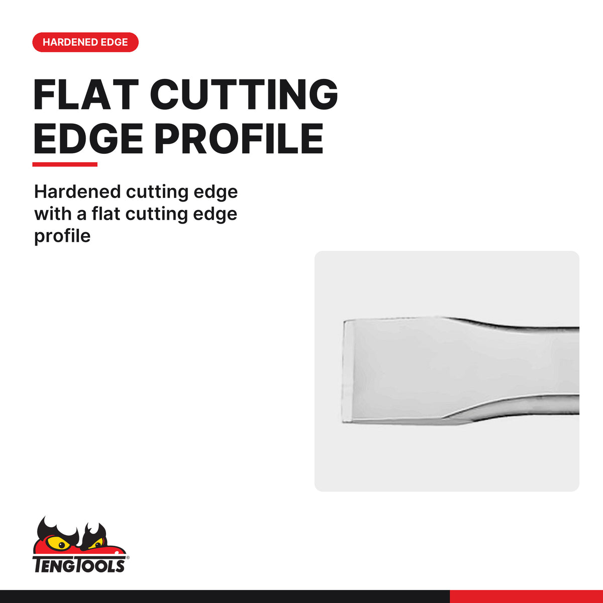 Teng Tools CC300F Flat Cold Chisel 300 x 27mm, hardened cutting edge with a flat cutting edge profile