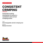 Teng Tools CP52 Ratcheting Crimping Plier With Three Interchangeable, automatic locking mechanism to ensure a consistent and