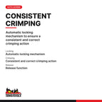 Teng Tools CP58 Heavy Duty Ratcheting Crimping Pliers, automatic locking mechanism to ensure a consistent and correct