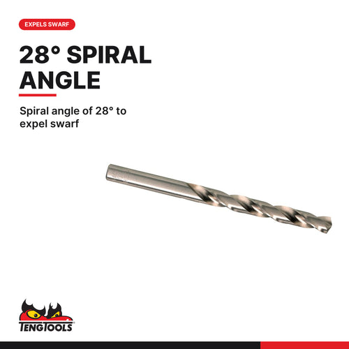 Teng Tools DBX015 1.5 mm Fully Ground Metric Drill Bits, spiral angle of 28° to expel swarf