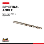 Teng Tools DBX042 Drill Bits Fully Ground 4.2mm × 10, spiral angle of 28° to expel swarf