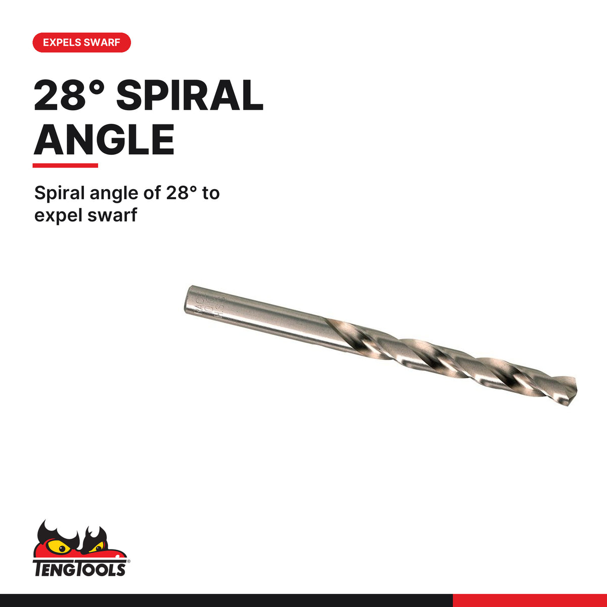 Teng Tools DBX045 4.5 mm Metric Drill Bit 10 Pack, spiral angle of 28° to expel swarf