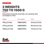 Teng Tools deadblow polyurethane hammer, 750 to 1500 g, three weights 750, 1275 and 1500 g, part numbers HMDH50PU to HMDH70PU