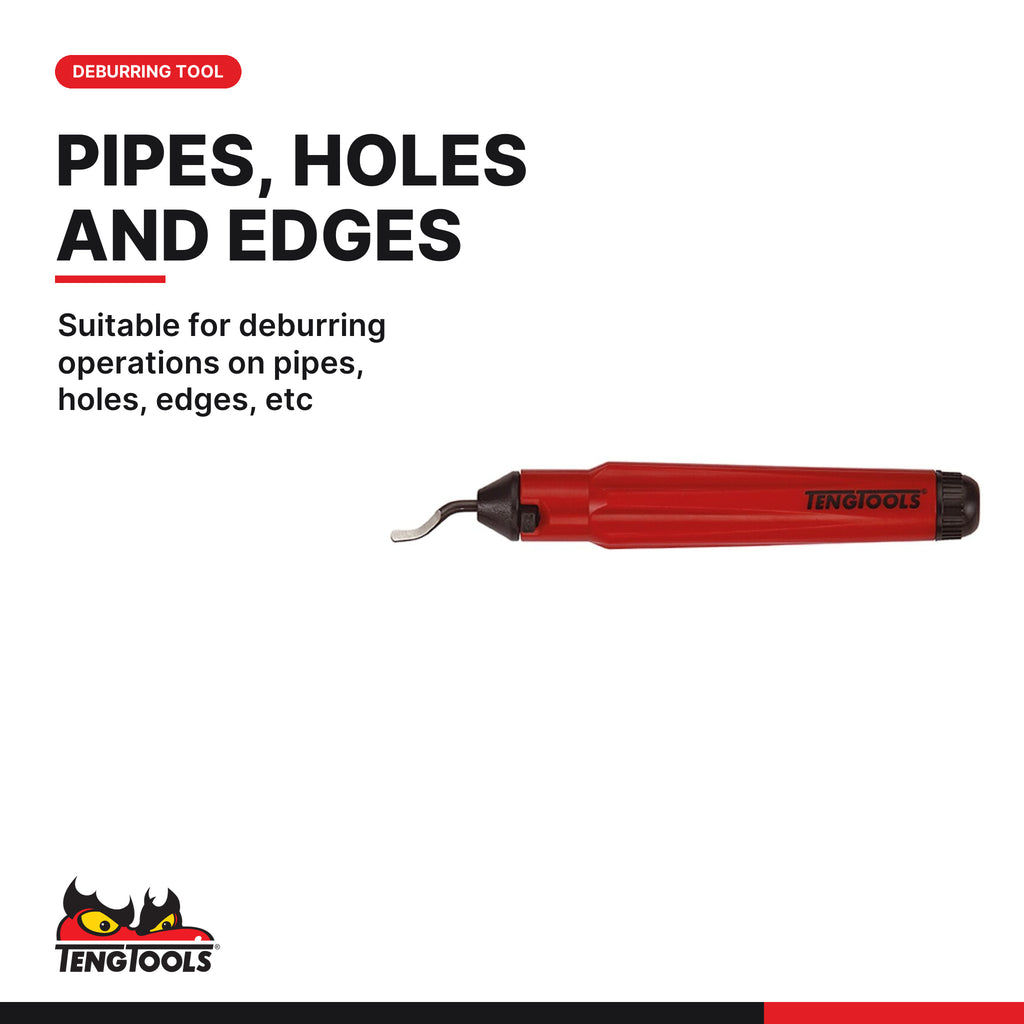 Teng Tools DET01 Deburring Tool With Swivel-Mounted HSS Blade Knives, suitable for deburring operations on pipes, holes