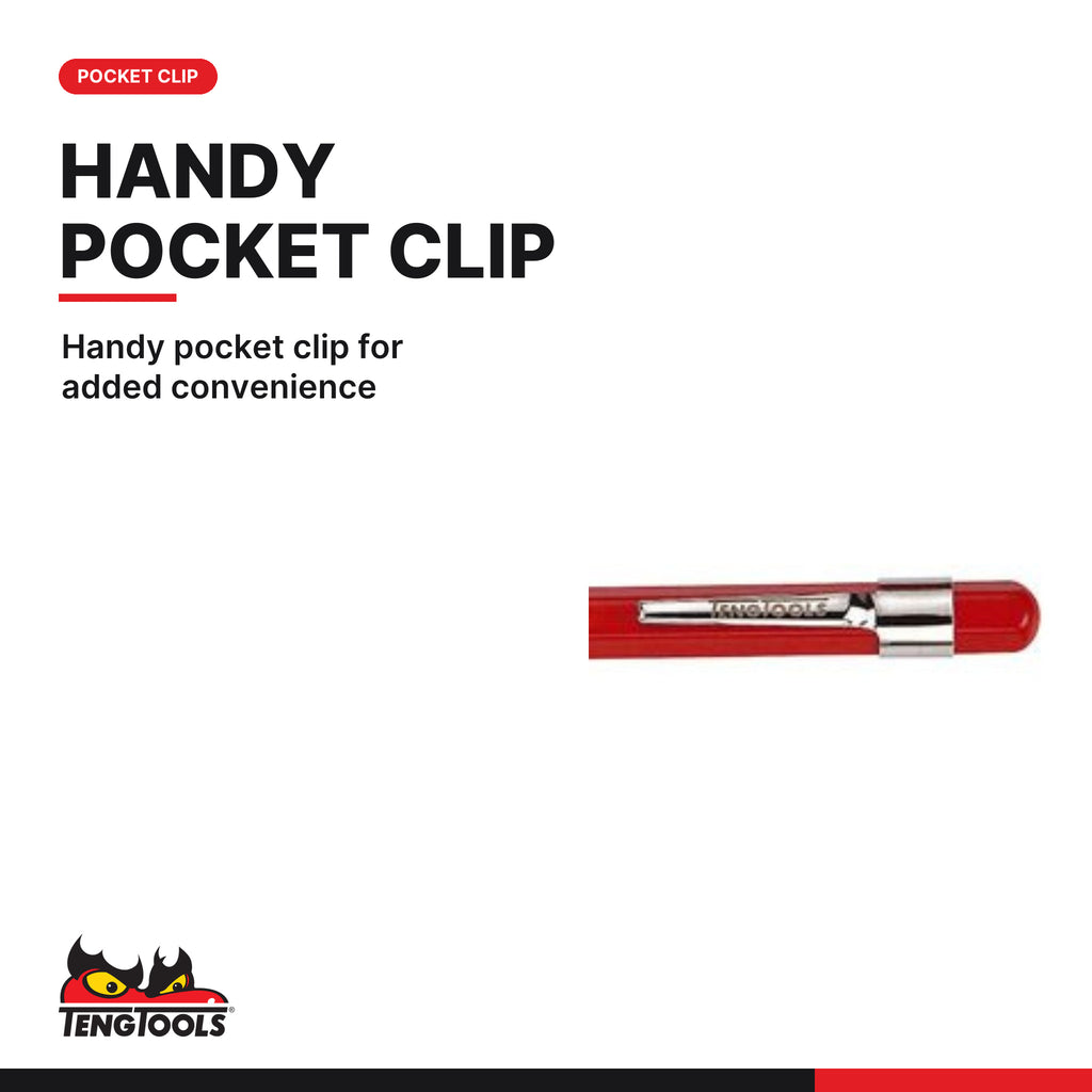 Teng Tools DET02 Deburring Tool With Pocket Clip, handy pocket clip for added convenience