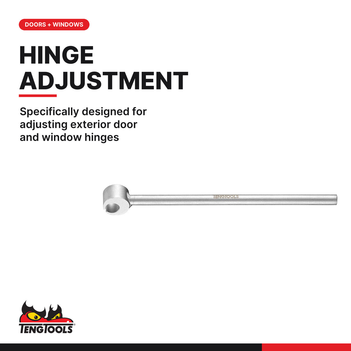 Teng Tools DHW1300 Hinge Adjustment Wrench, specifically designed for adjusting exterior door and window hinges