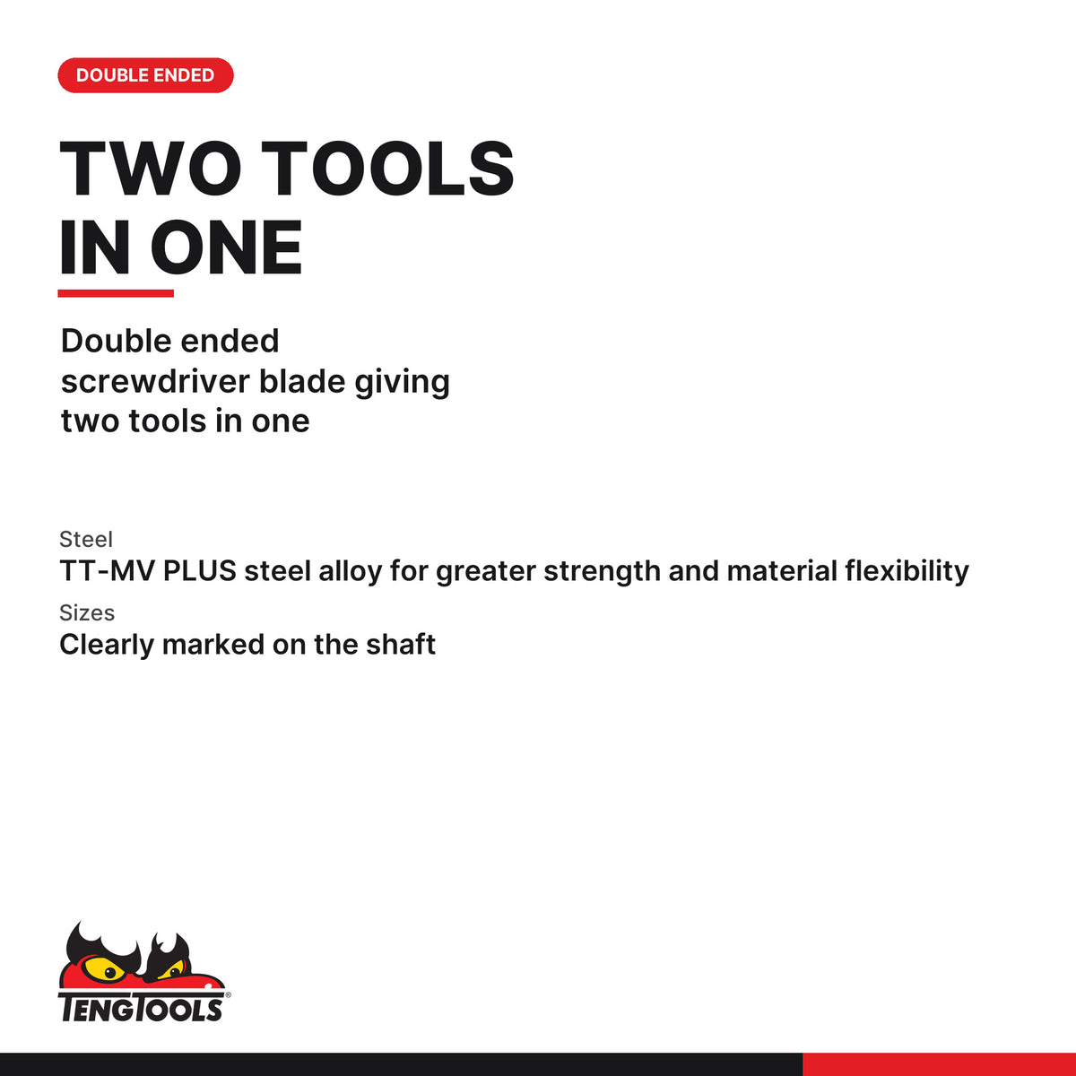 Teng Tools double ended screwdriver blade, hex and ball point hex, 3 to 6 mm, double ended screwdriver blade giving two