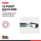 Teng Tools double flex wrench metric, 8 x 9 to 18 x 19 mm, 12 point socket at each end with 2 different sizes in one wrench