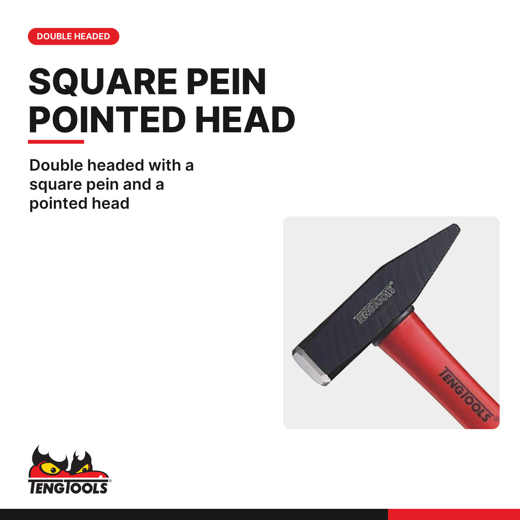Teng Tools engineers hammer, 300 to 800 g, square pein and pointed head